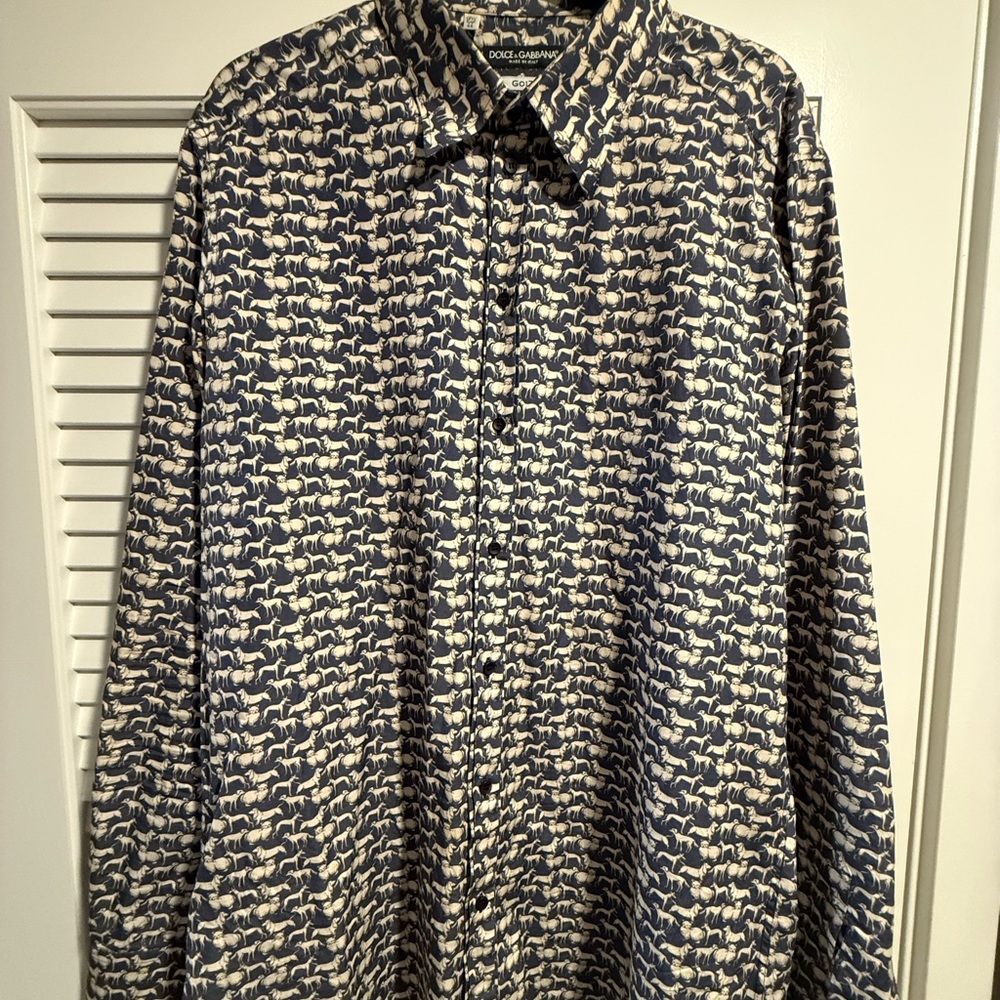 Dolce & Gabbana Blue and White Dress Shirt